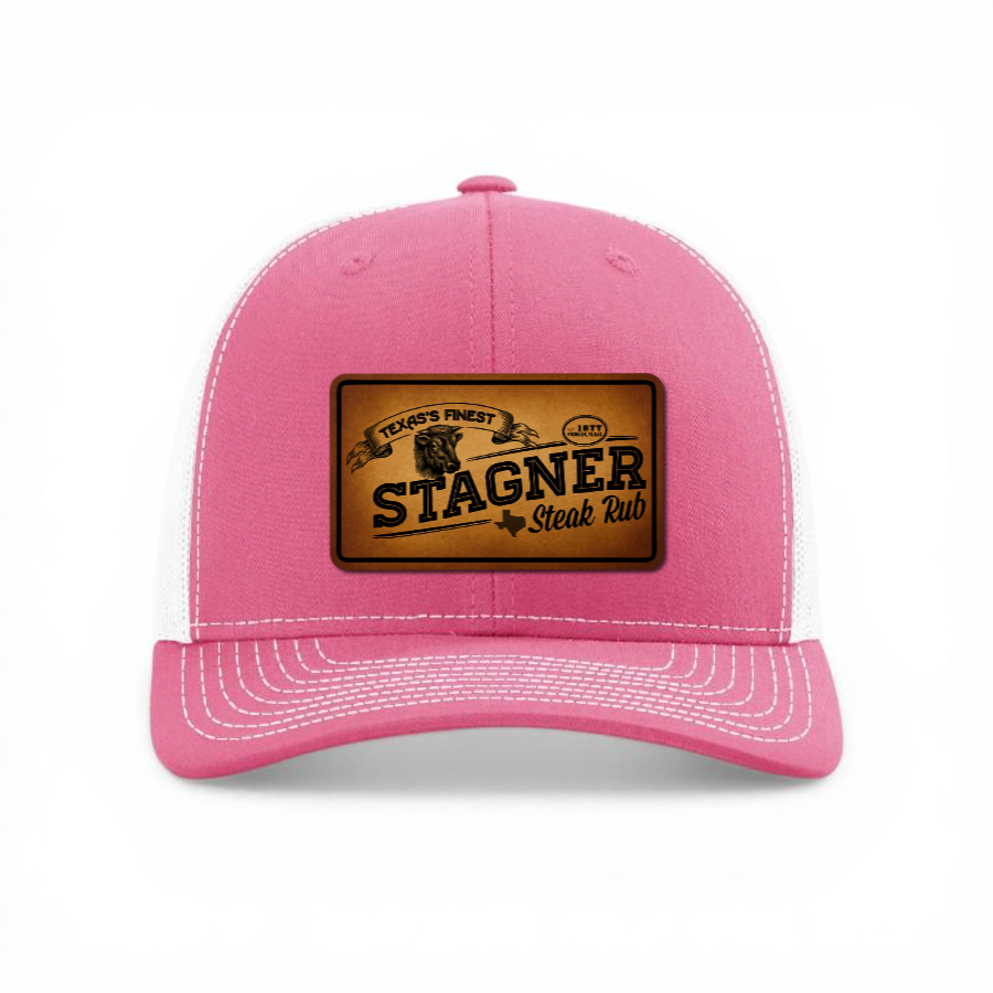 Stagner Brands Richardson 112 leather patch hat both colorways black and pink