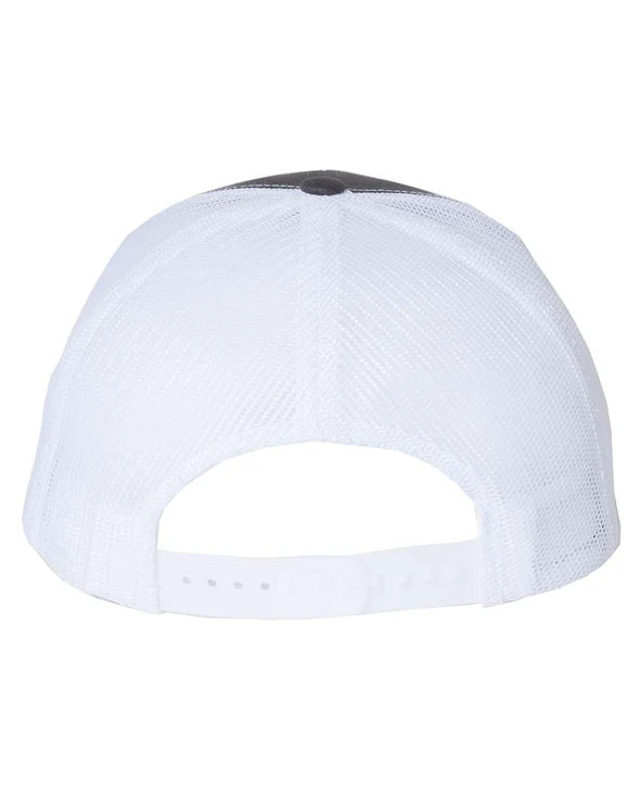 Stagner Brands leather patch snapback trucker hat side view BBQ apparel